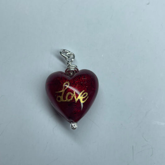 Red Glass Heart Pendant