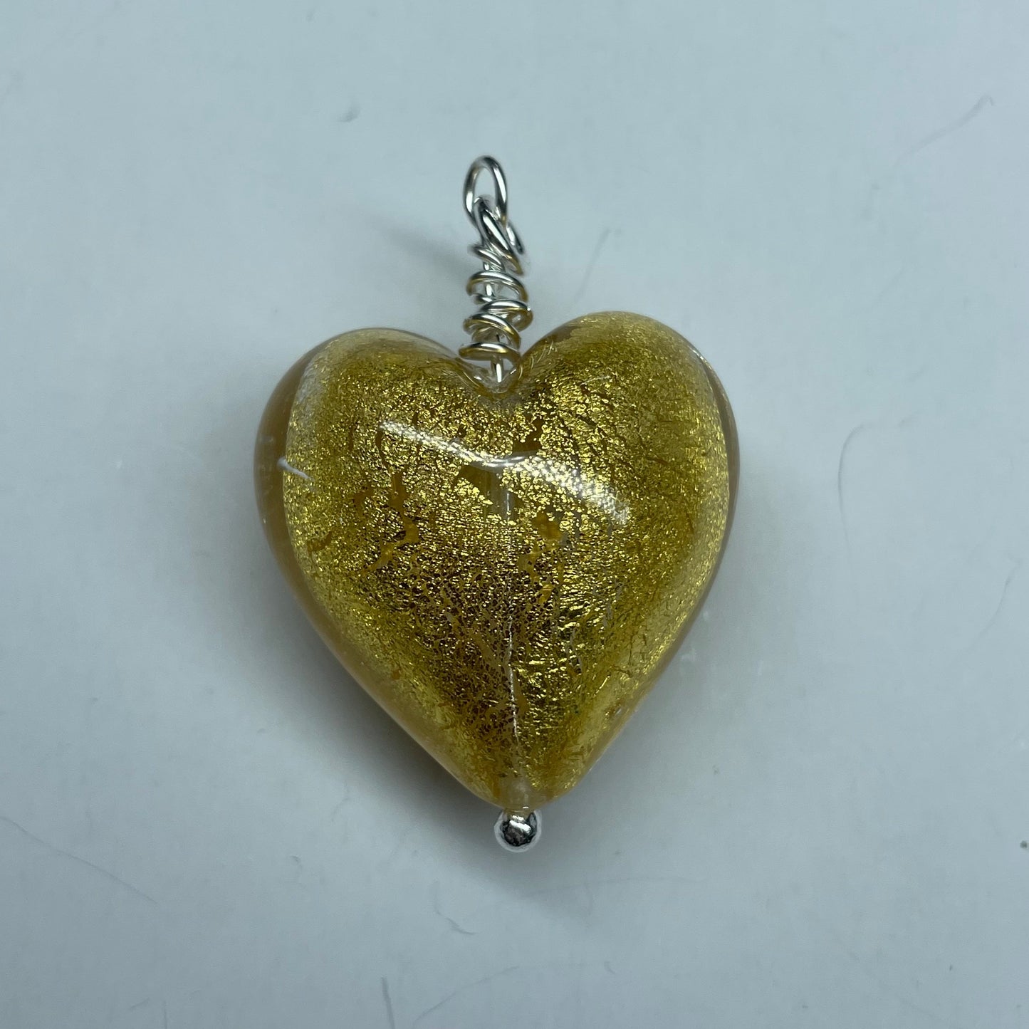 Gold Glass Heart Pendant
