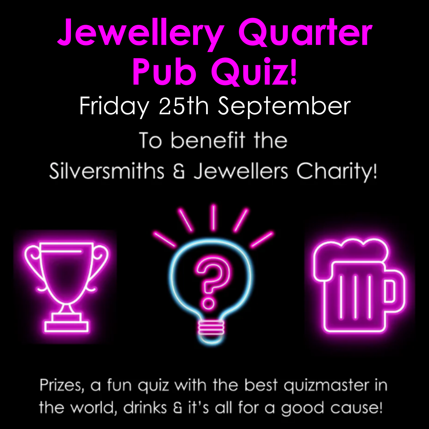 Silversmiths & Jewellers Charity Pub Quiz Birmingham - 25th September